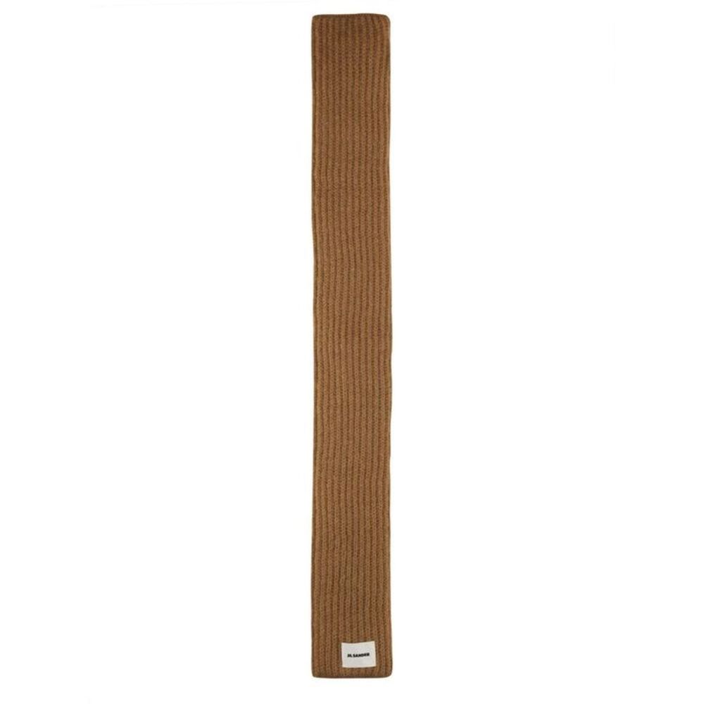 JIL SANDER Ribbed Knit Wool Scarf Men Beige Scarves